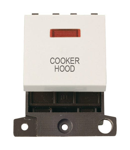 Minigrid Plastic Printed 20A DP Switch With Neon - Polar White - Cooker Hood - SE Home