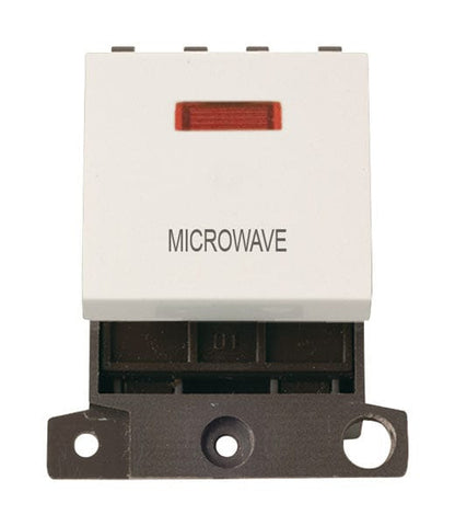 Minigrid Plastic Printed 20A DP Switch With Neon - Polar White - Microwave - SE Home