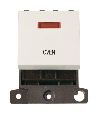 Minigrid Plastic Printed 20A DP Switch With Neon - Polar White - Oven - SE Home