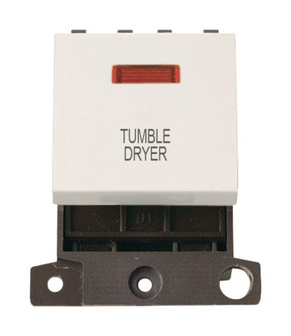 Minigrid Plastic Printed 20A DP Switch With Neon - Polar White - Tumble Dryer - SE Home