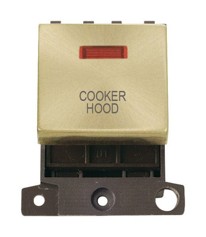 Minigrid Ingot Printed 20A DP Ingot Switch With Neon - Satin Brass - Cooker Hood - SE Home