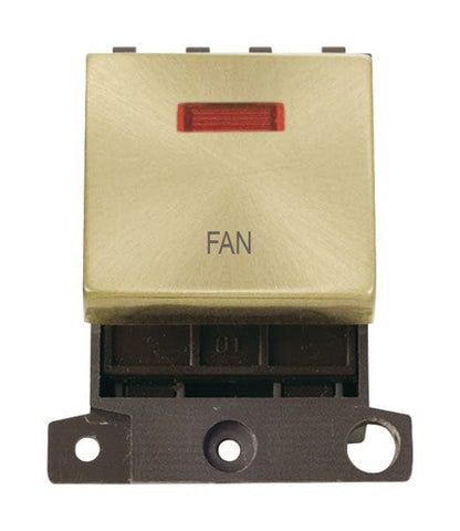 Minigrid & Modules Minigrid Ingot Printed 20A DP Ingot Switch With Neon - Satin Brass - Fan