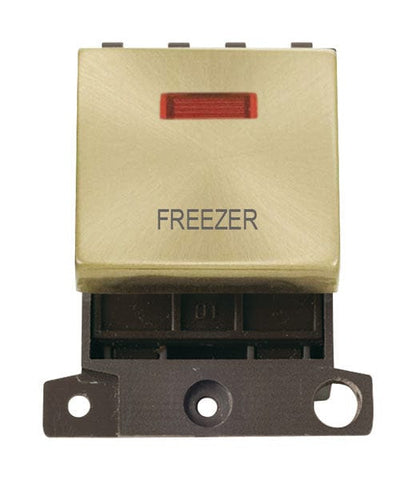 Minigrid & Modules Minigrid Ingot Printed 20A DP Ingot Switch With Neon - Satin Brass - Freezer