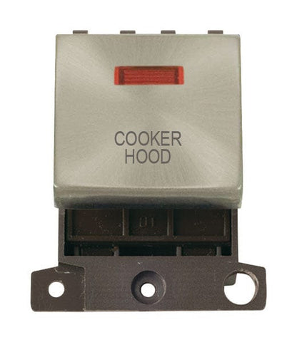 Minigrid & Modules Minigrid Ingot Printed 20A DP Ingot Switch With Neon - Satin Chrome - Cooker Hood