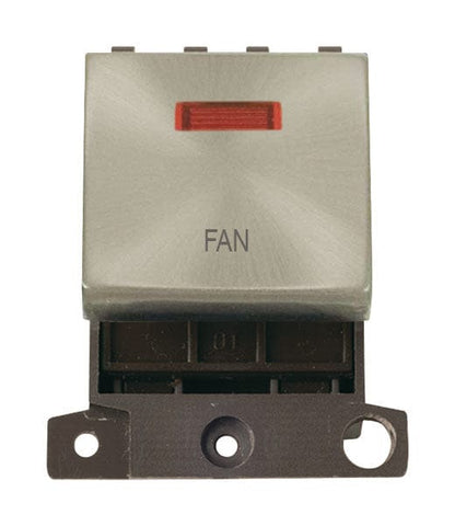 Minigrid Ingot Printed 20A DP Ingot Switch With Neon - Satin Chrome - Fan - SE Home