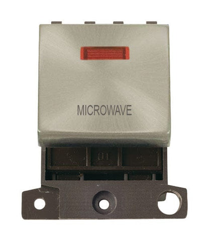 Minigrid Ingot Printed 20A DP Ingot Switch With Neon - Satin Chrome - Microwave - SE Home