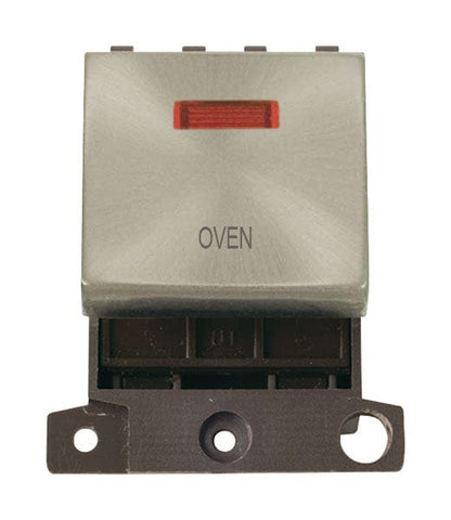 Minigrid Ingot Printed 20A DP Ingot Switch With Neon - Satin Chrome - Oven - SE Home