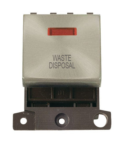 Minigrid Ingot Printed 20A DP Ingot Switch With Neon - Satin Chrome - Waste Disposal - SE Home
