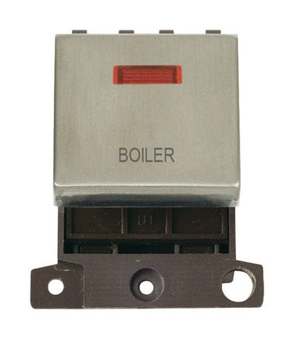 Minigrid & Modules Minigrid Ingot Printed 20A DP Ingot Switch With Neon - Stainless Steel - Boiler