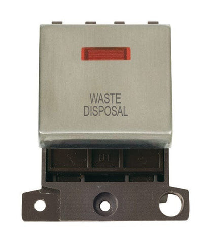 Minigrid Ingot Printed 20A DP Ingot Switch With Neon - Stainless Steel - Waste Disposal - SE Home