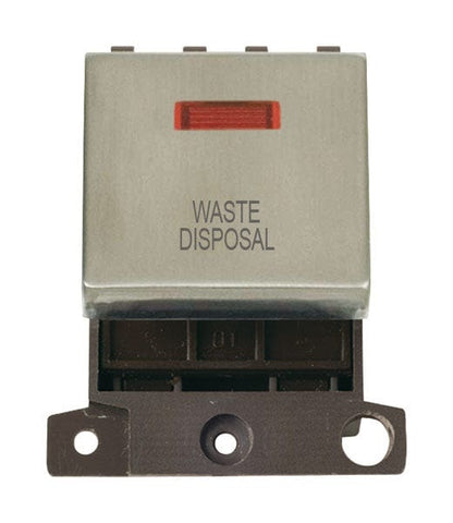 Minigrid & Modules Minigrid Ingot Printed 20A DP Ingot Switch With Neon - Stainless Steel - Waste Disposal