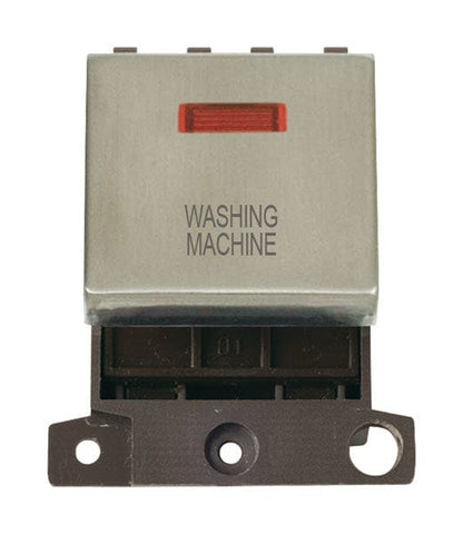 Minigrid & Modules Minigrid Ingot Printed 20A DP Ingot Switch With Neon - Stainless Steel - Washing Machine