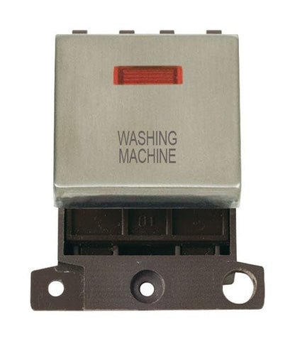 Minigrid Ingot Printed 20A DP Ingot Switch With Neon - Stainless Steel - Washing Machine - SE Home