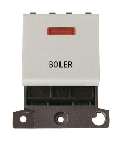 Minigrid Plastic Printed 20A DP Switch With Neon - Click White - Boiler - SE Home