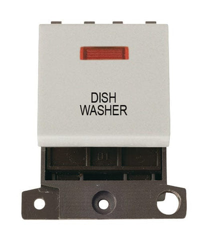 Minigrid Plastic Printed 20A DP Switch With Neon - Click White - Dish Washer - SE Home