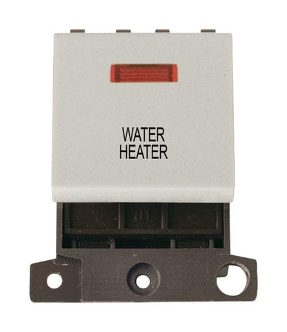 Minigrid Plastic Printed 20A DP Switch With Neon - Click White - Water Heater - SE Home