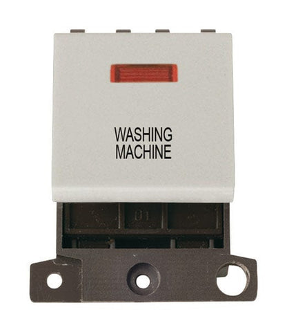 Minigrid Plastic Printed 20A DP Switch With Neon - Click White - Washing Machine - SE Home