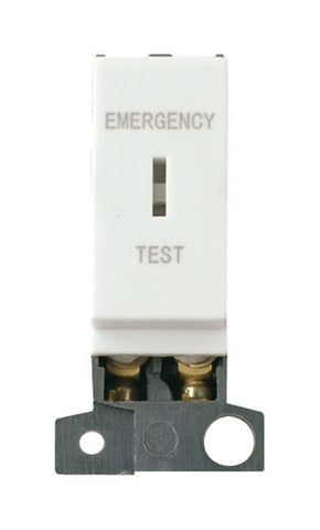 Minigrid Plastic 13A Resistive DP Keyswitch “emergency Test” - Click White - SE Home