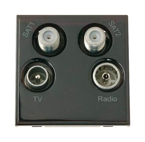 Quad TV Radio Sat 1 And Sat 2 - Black - SE Home