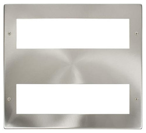 Large Media Front Plate (2 X 8 Module) - Satin Chrome - SE Home