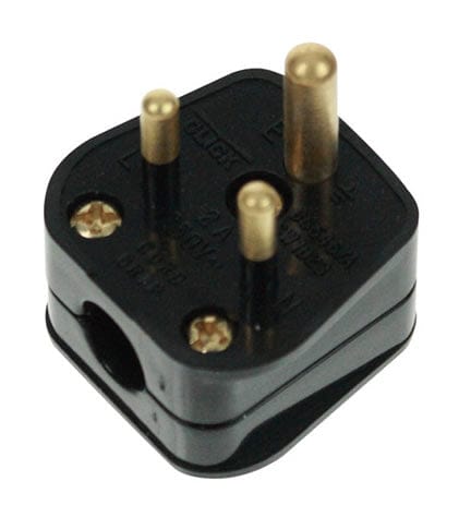 2A Round Pin Plug Black - SE Home