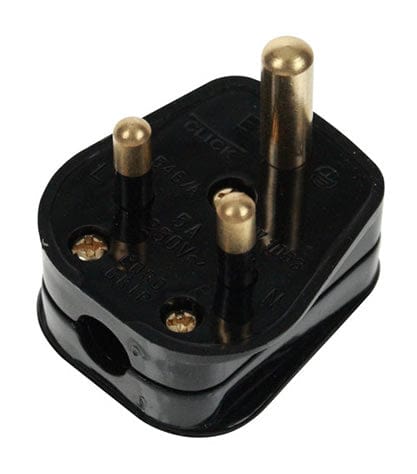 Plugs 5A Round Pin Plug Black