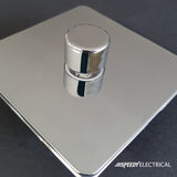 Screwless Polished Chrome - White Trim - Slim Plate Screwless Polished Chrome 10A 2 Gang 2 Way Light Switch