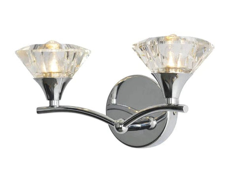 Spa Reena Chrome and Glass 2 Light Wall Fitting IP44 G9 2x 28W - SE Home