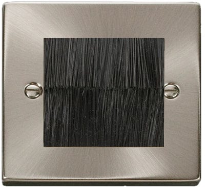 Satin Chrome Brush Outlet Plate - Black Brush - SE Home