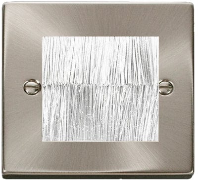 Satin Chrome Brush Outlet Plate - White Brush - SE Home