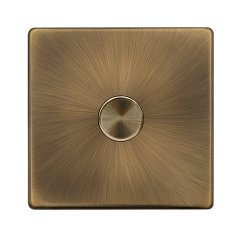 Screwless Plate Antique Brass 1 Gang 2 Way LED 100W Trailing Edge Dimmer Light Switch - SE Home