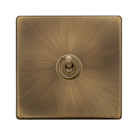 Screwless Plate Antique Brass 10A 1 Gang 2 Way Toggle Light Switch - SE Home