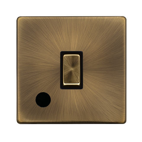 Screwless Plate Antique Brass 20A Ingot Double Pole Switch With Flex Outlet - Black Trim - SE Home