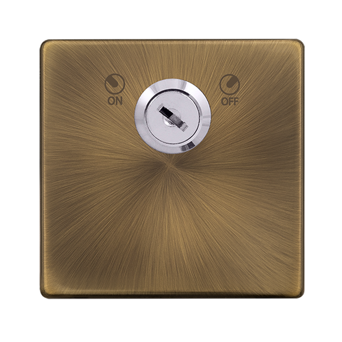 Screwless Plate Antique Brass 20A Double Pole Key Lockable Switch - SE Home