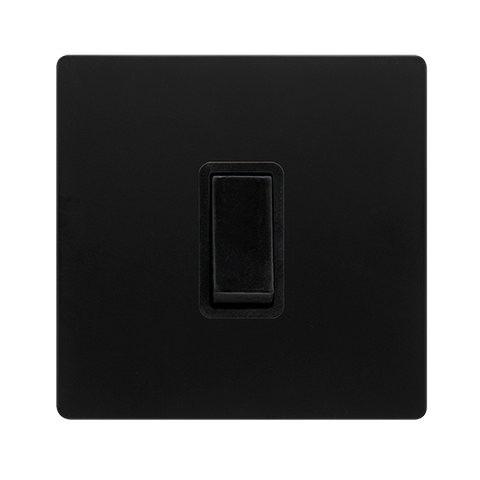 Screwless Plate Matt Black 10A 1 Gang 2 Way Light Switch - Black Trim - SE Home