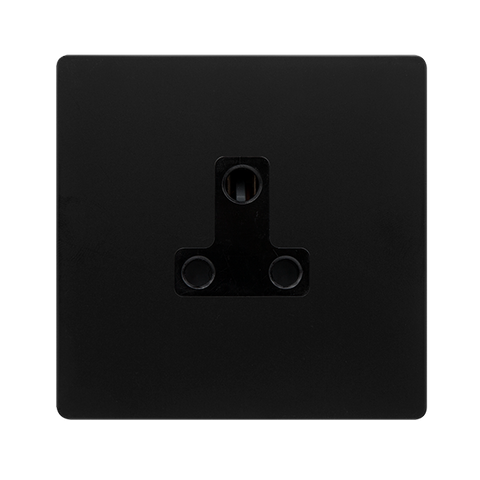 Screwless Plate Matt Black 5A Round Pin Socket - Black Trim