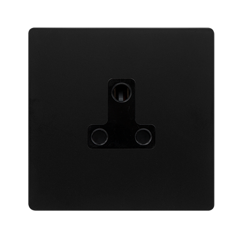 Screwless Plate Matt Black 5A Round Pin Socket - Black Trim - SE Home