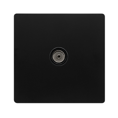 Screwless Plate Matt Black Single Non-Isolated Coaxial Outlet - Black Trim - SE Home