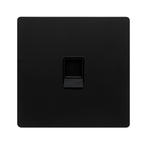 Screwless Plate Matt Black Single Rj11 (Irish/Us) Outlet - Black Trim - SE Home