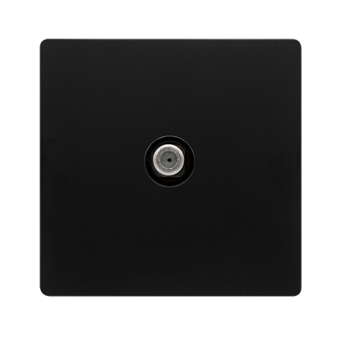 Screwless Plate Matt Black Non-Isolated Single Satellite Outlet - Black Trim - SE Home