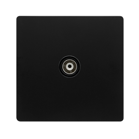 Screwless Plate Matt Black Single Isolated Coaxial Outlet - Black Trim - SE Home