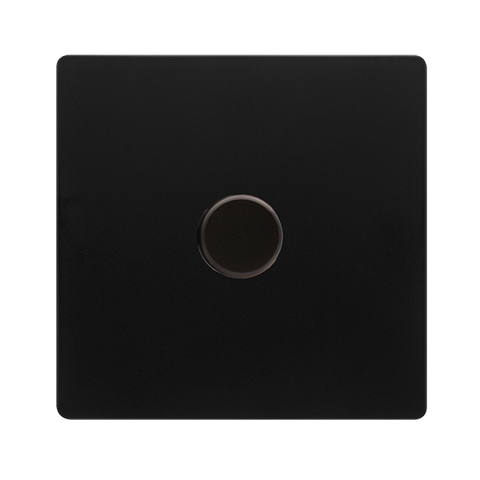 Screwless Plate Matt Black 1 Gang 2 Way 100W Dimmer Light Switch - Black Trim - SE Home
