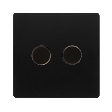 Screwless Plate Matt Black 2 Gang 2 Way 100W Dimmer Light Switch - Black Trim - SE Home