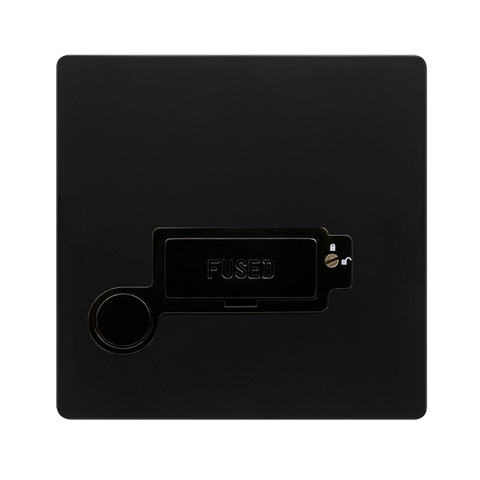 Screwless Plate Matt Black 13A Lockable Connection Unit With Optional Flex Outlet - Black Trim - SE Home