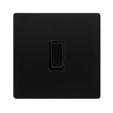 Screwless Plate Matt Black 20A Double Pole Switch - Black Trim - SE Home