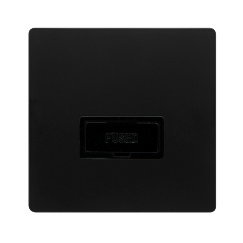 Screwless Plate Matt Black 13A Fused Spur Unit - Black Trim - SE Home