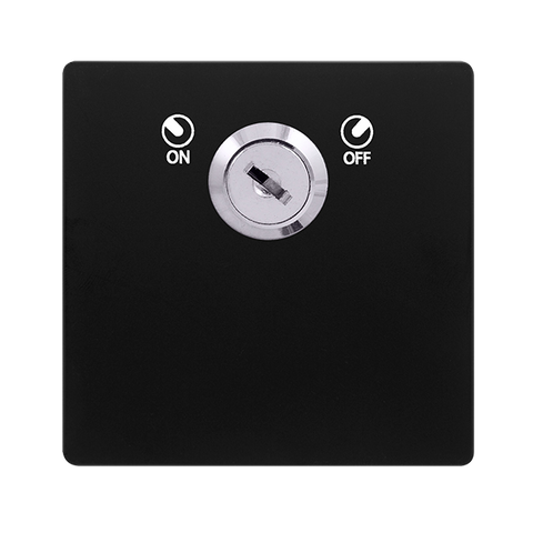 Screwless Plate Matt Black 20A Double Pole Key Lockable Switch - Black Trim - SE Home