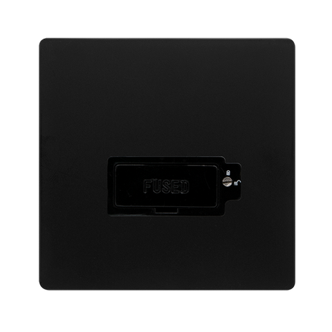 Screwless Plate Matt Black 13A Lockable Fused Spur Unit - Black Trim - SE Home