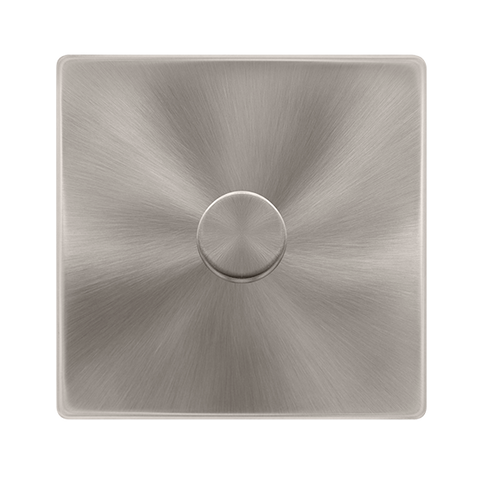 Screwless Plate Brushed Steel 1 Gang 2 Way LED 100W Trailing Edge Dimmer Light Switch - SE Home