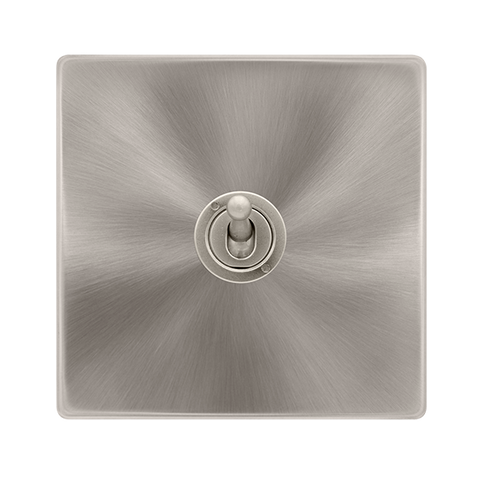 Screwless Plate Brushed Steel 10A 1 Gang 2 Way Toggle Light Switch - SE Home